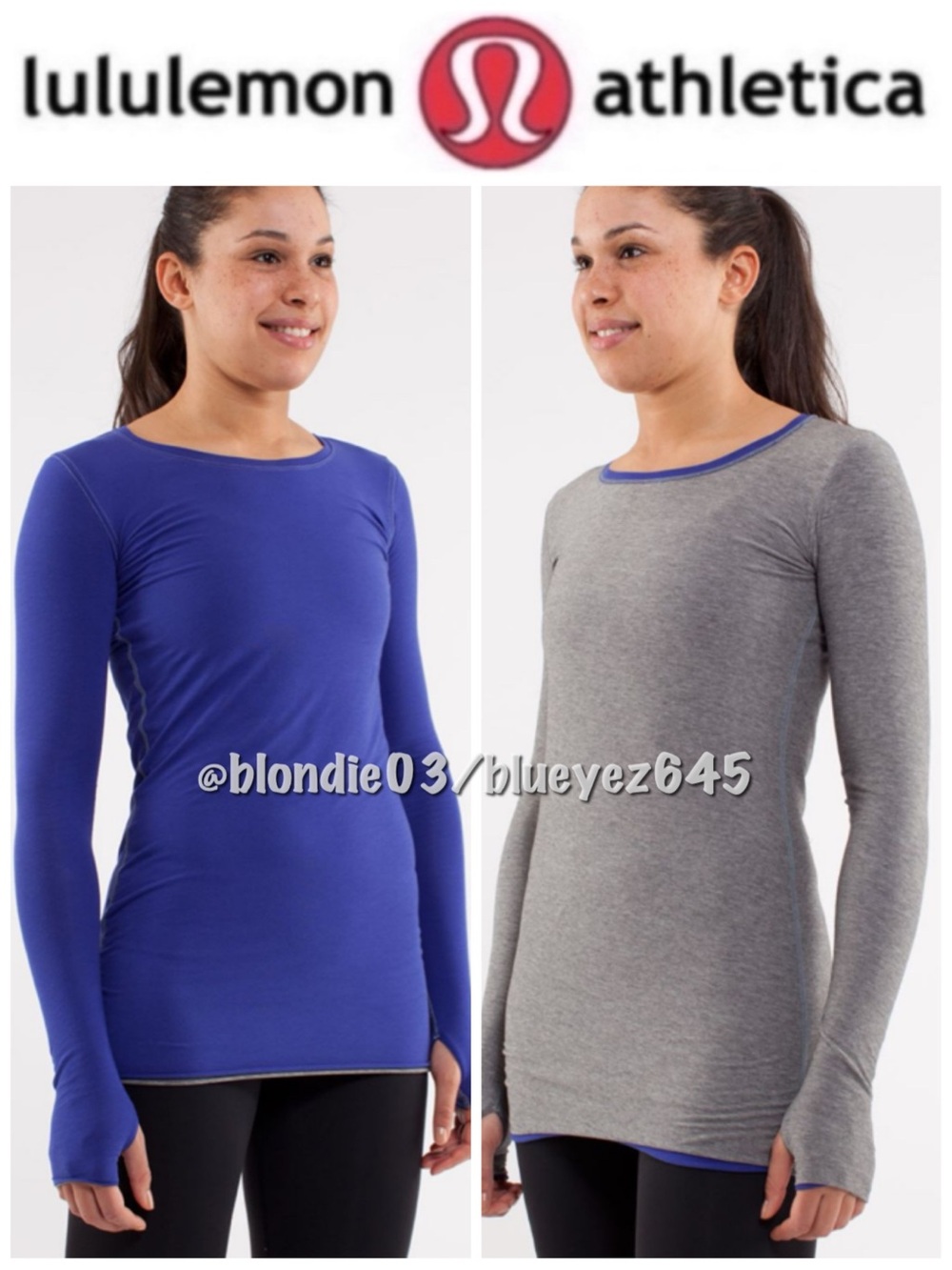 Lululemon Cabin Long Sleeve Tee II in Pigment Blue/Heathered Blurred Grey 12